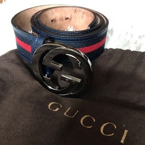 Authentic Men’s Gucci G buckle Web Belt